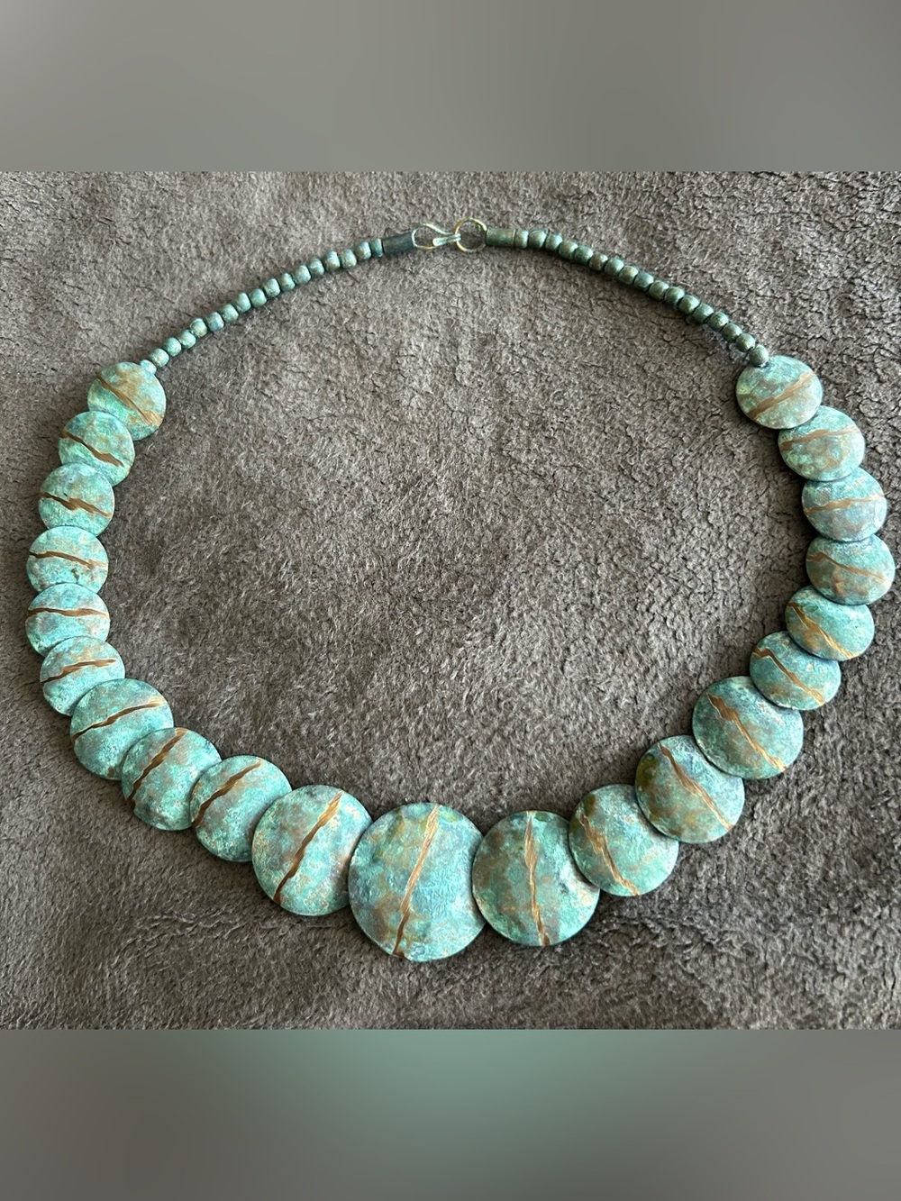 Turquoise Patina Disc Necklace - Women Jewelry